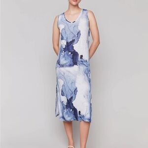 Charlie B. Abstract Blue and White Dress